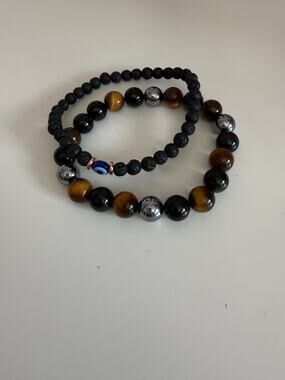 Men’s beaded bracelets.